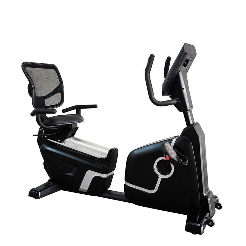 ComfortGlide R500 recumbent exercise bike, side view showing the step-through frame