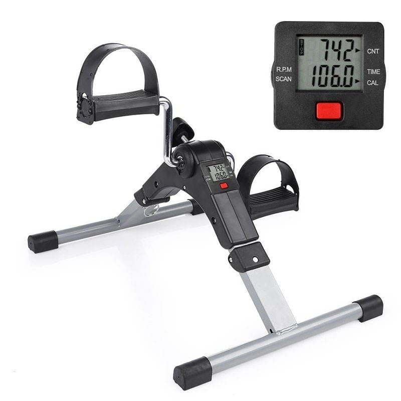 DeskFit Mini pedal exerciser with a digital display, shown on a plain background